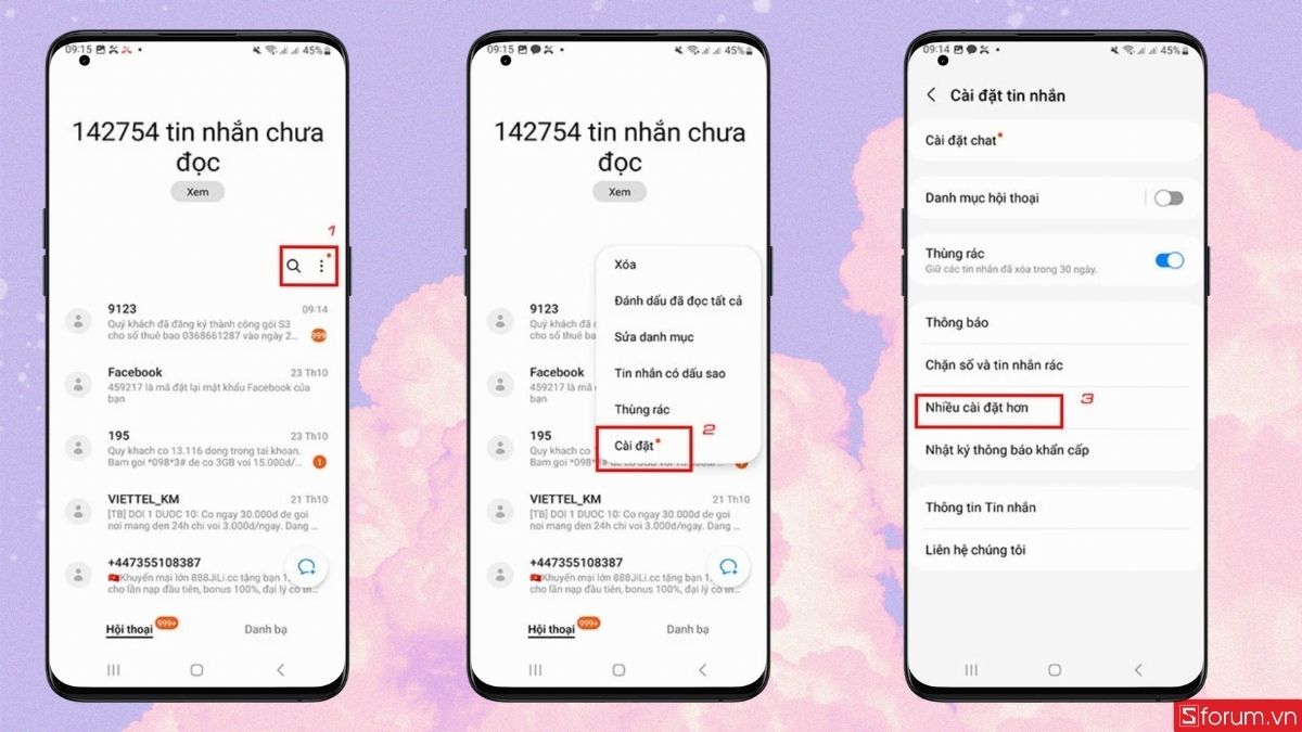Truy cập vào mục tin nhắn trên Android
