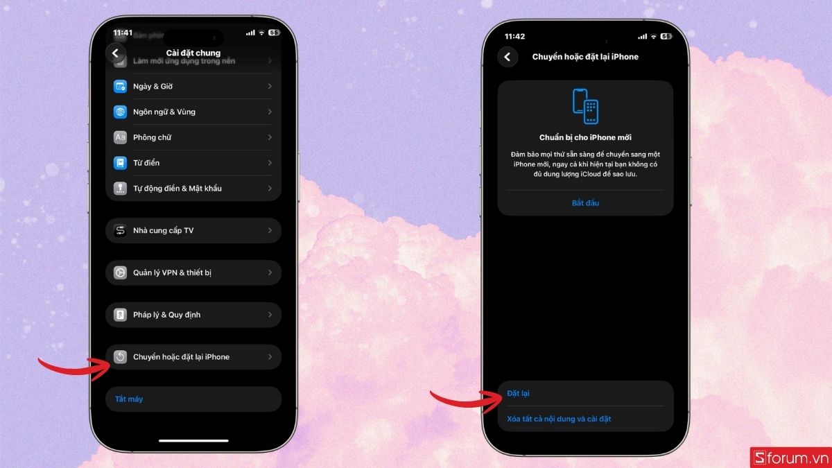 Lướt xuống dưới và chọn chuyển hoặc đặt lại iPhone