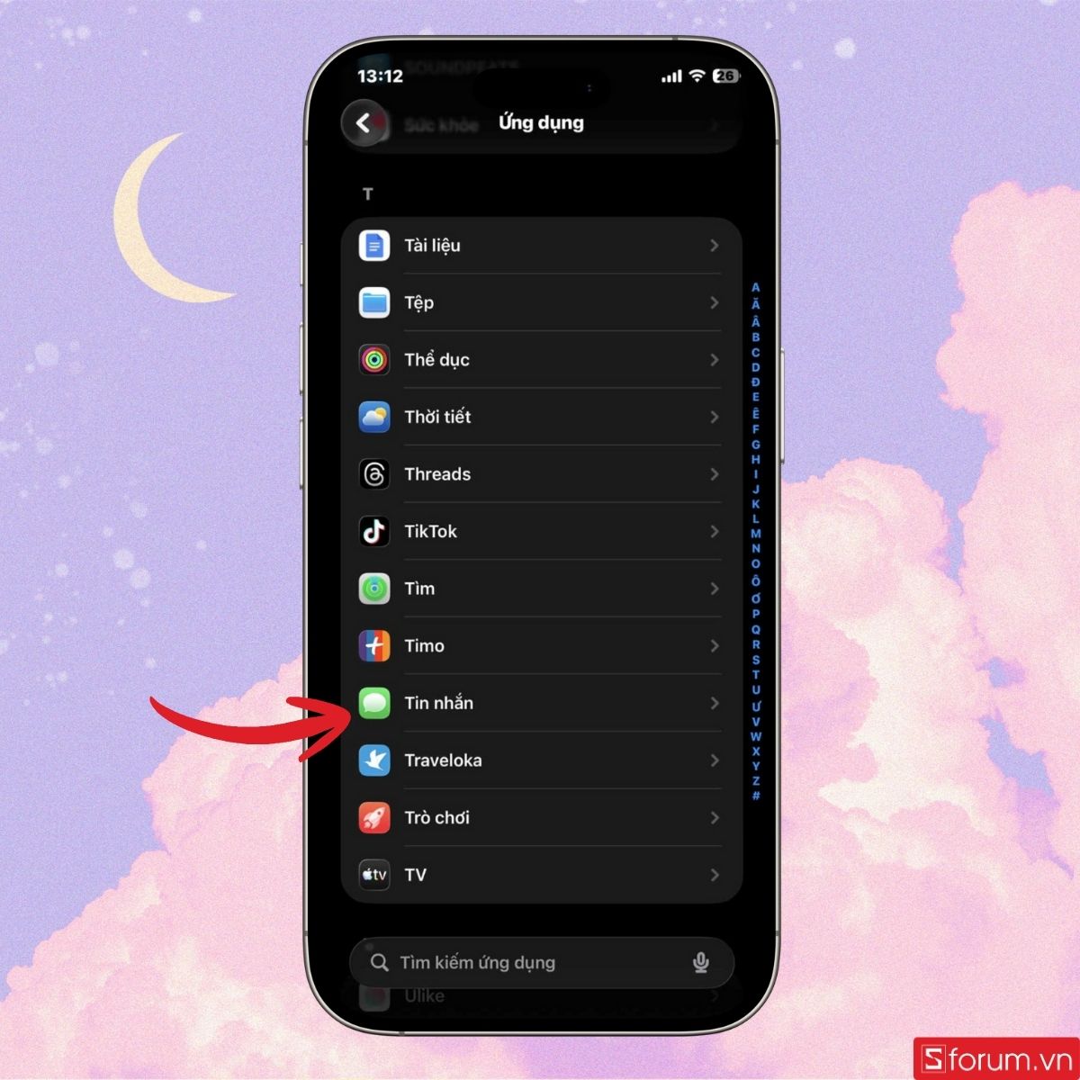 Chọn ứng dụng Tin nhắn