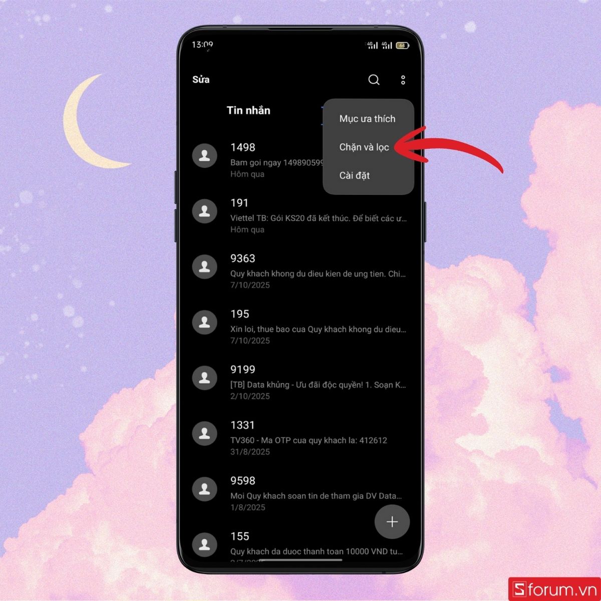 Nhấn vào Chặn và lọc