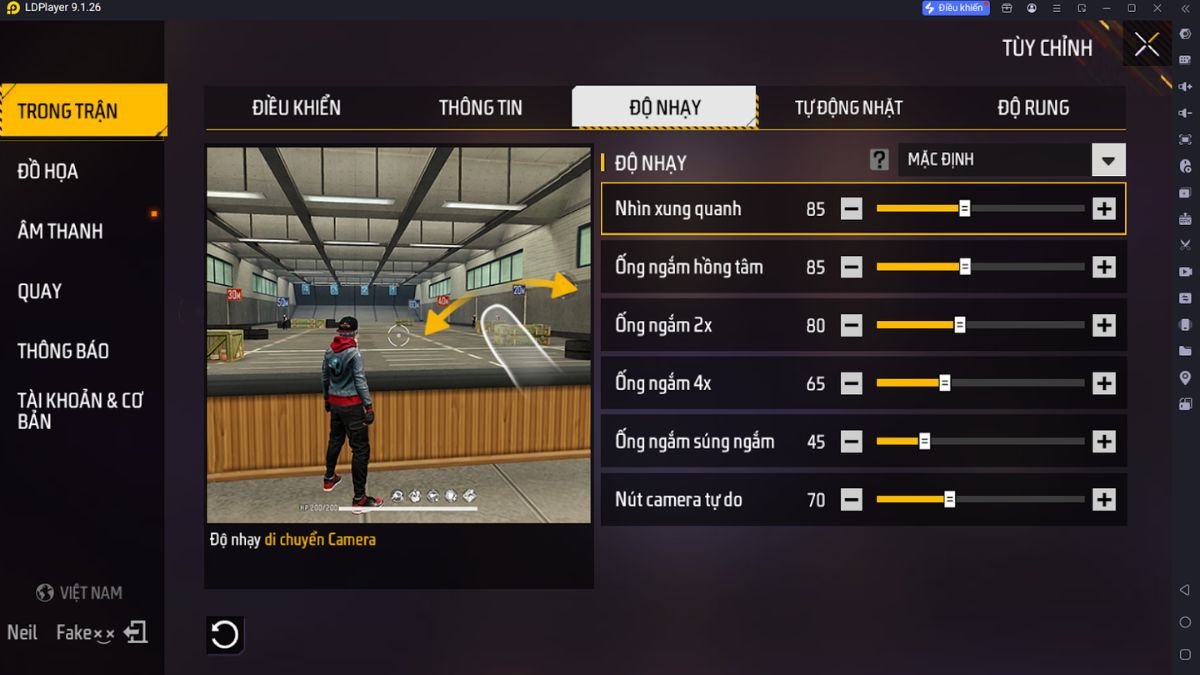 Độ nhạy chung trong Free Fire