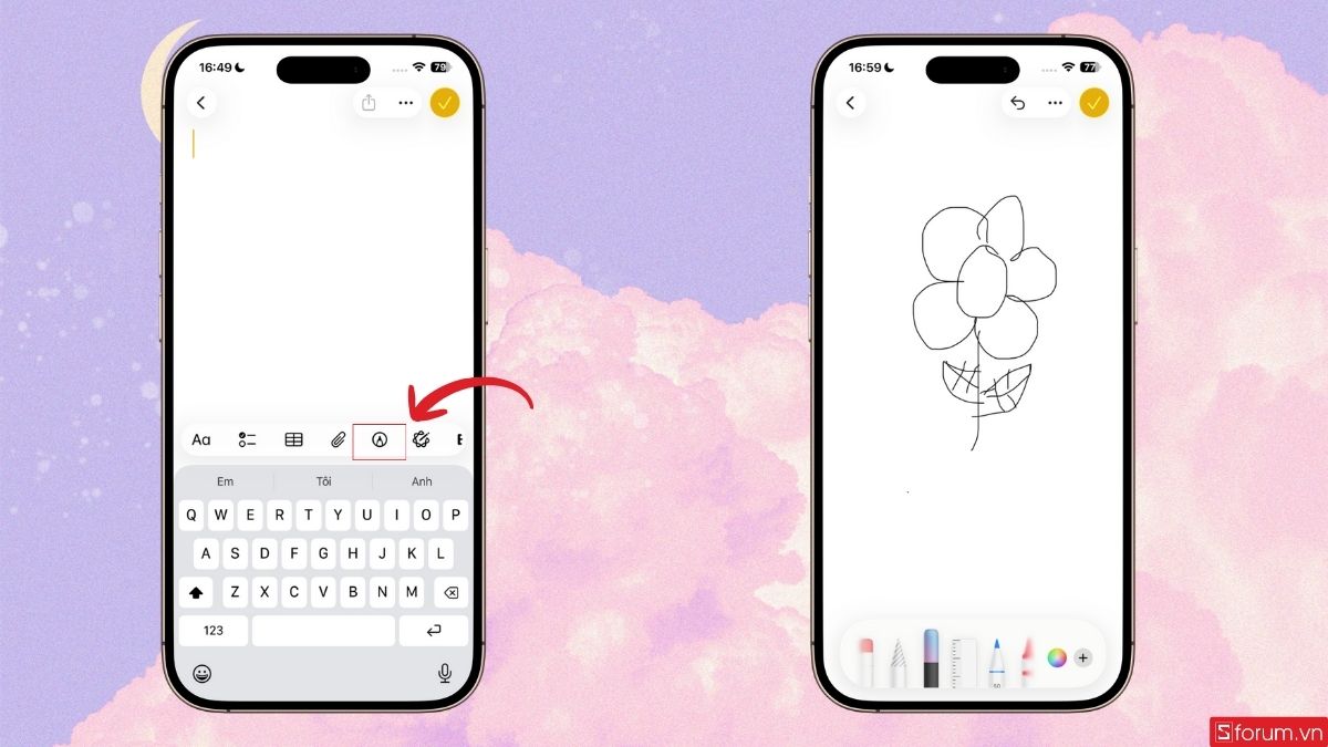 Vẽ một bản thảo trong mục Ghi chú