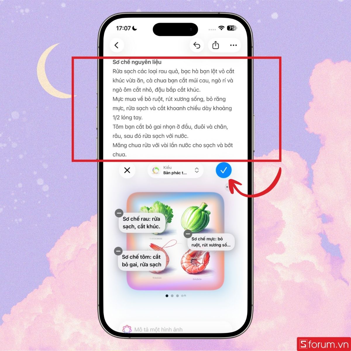 Khoanh vùng nội dung cần tạo để Apple Intelligence tạo ảnh