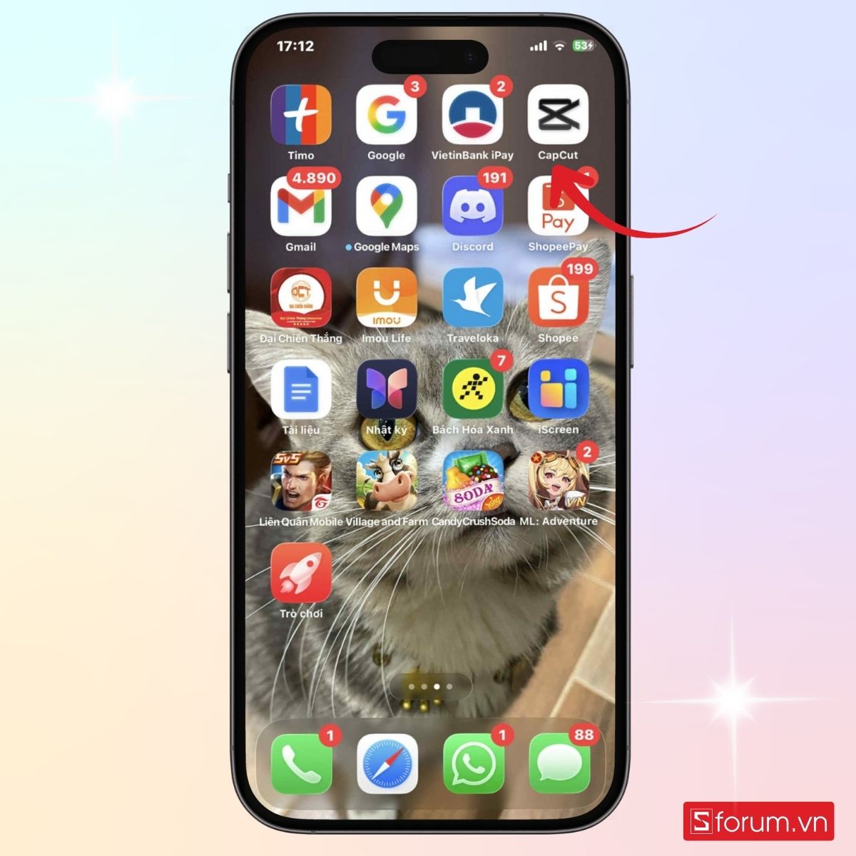nhấn vào biểu tượng CapCut