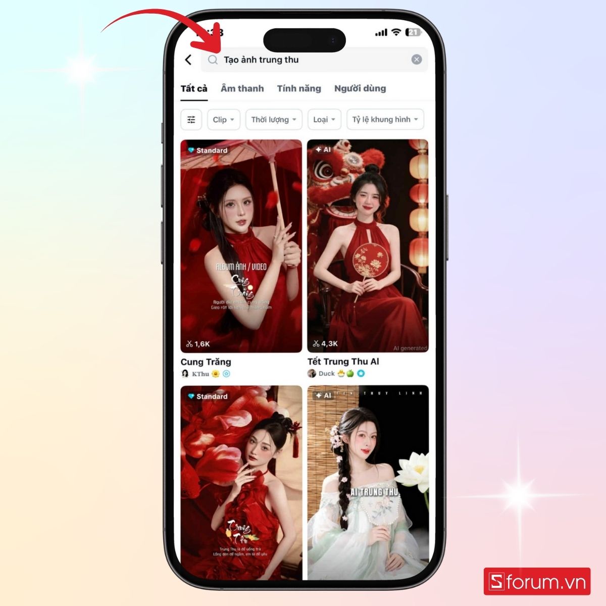 Tìm kiếm filter tạo ảnh trung thu
