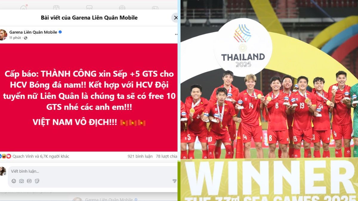 Bóng đá nam U22 vô địch SEA Games 33, Garena tặng free Giấy Tuyệt Sắc toàn server Liên Quân