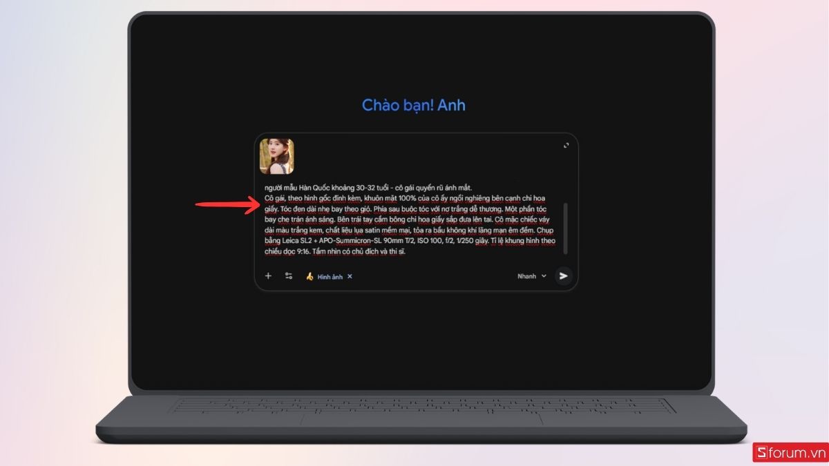 Nhập prompt vào Gemini