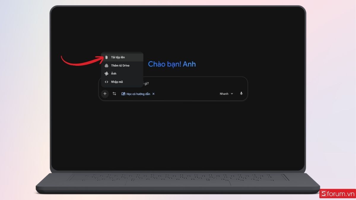 Tải ảnh đề toán cần giải lên Nano Banana Pro
