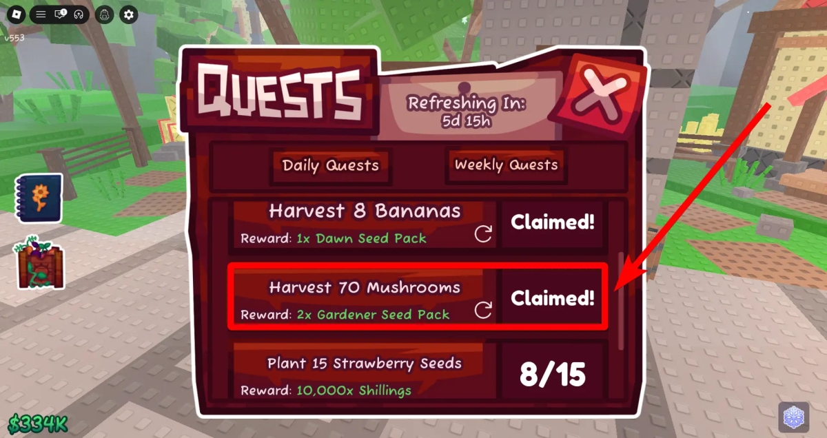 Phần thưởng Gardener Seed Pack trong Garden Horizons cho việc hoàn thành nhiệm vụ