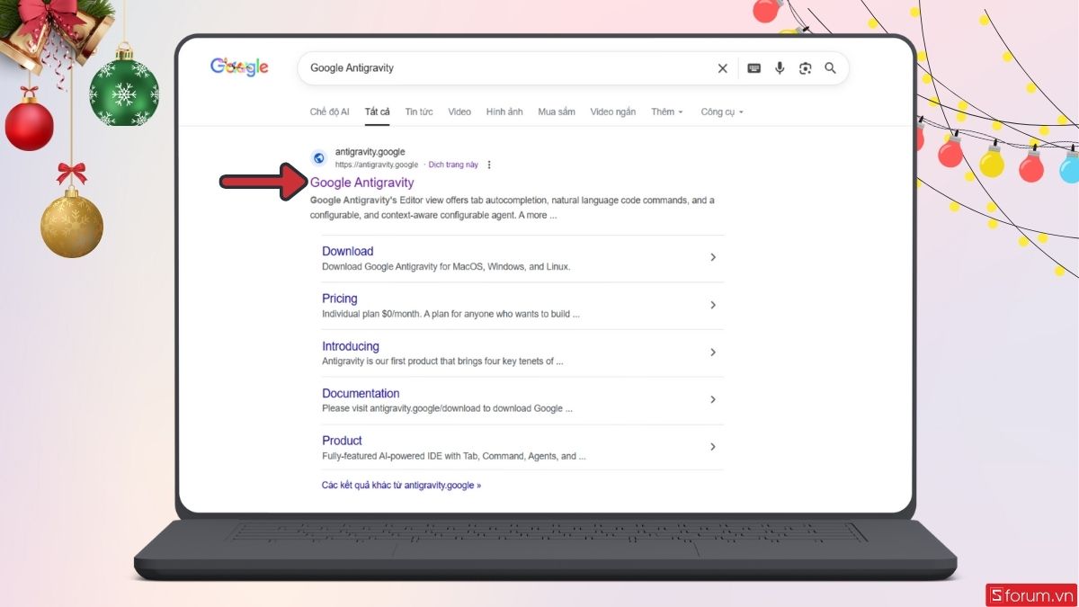 Tìm kiếm và truy cập Google Antigravity 