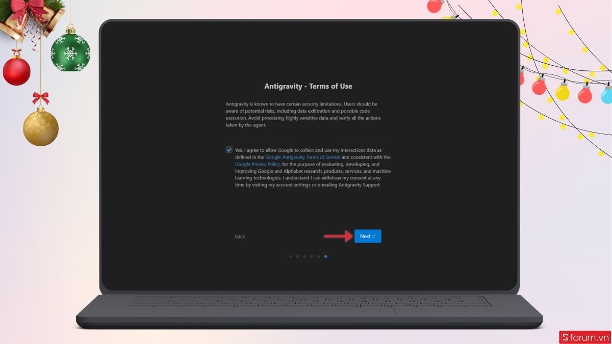Nhấn Next để hoàn tất thiết lập