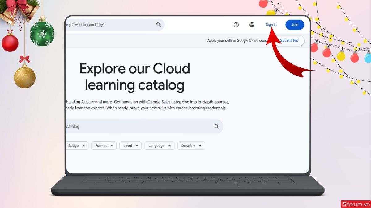 Nhấn vào Sign In để đăng nhập