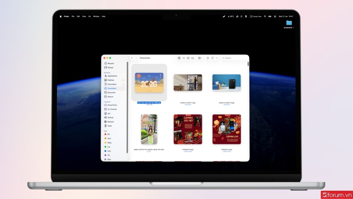 Mở thư mục hình ảnh bạn muốn cài hình nền MacBook