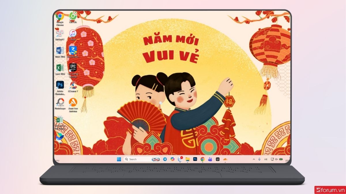 Hoàn tất cài đặt hình nền Tết cho máy tính Windows