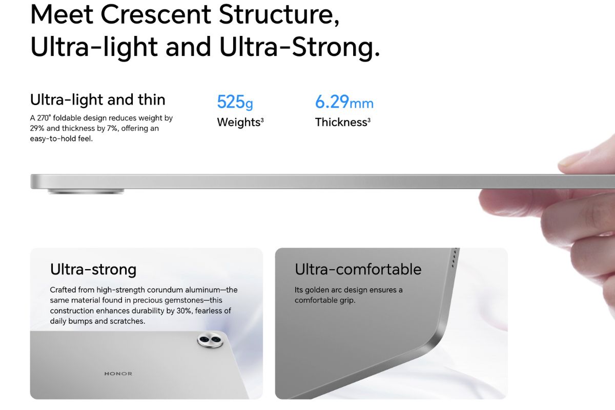 HONOR Pad 10 có thiết kế máy siêu nhẹ siêu mỏng