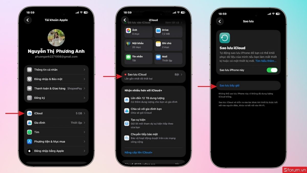 Tiến hành sao lưu bây giờ