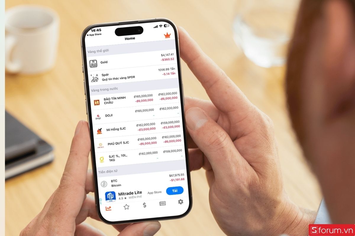 Những tiện ích có thể theo dõi trên app theo dõi giá vàng