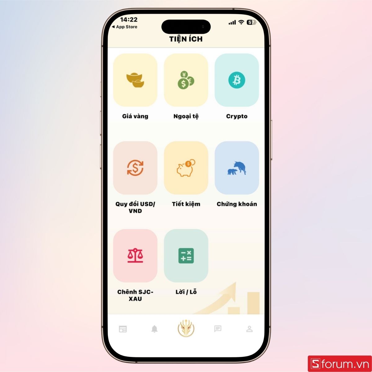 Giao diện chính hiển thị đầy đủ tiện ích