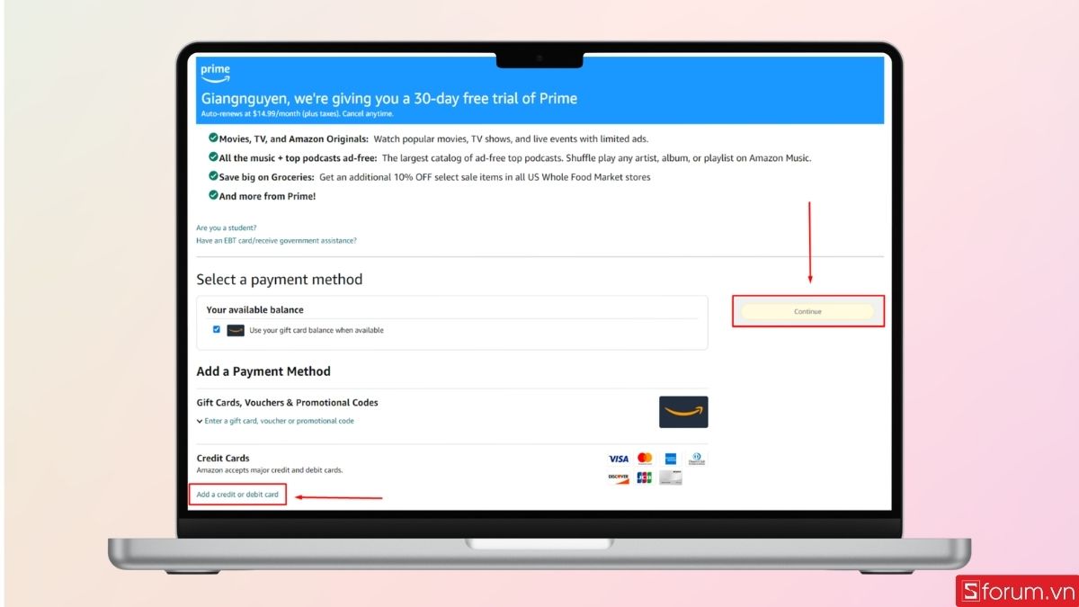 Điền thông tin thẻ thanh toán