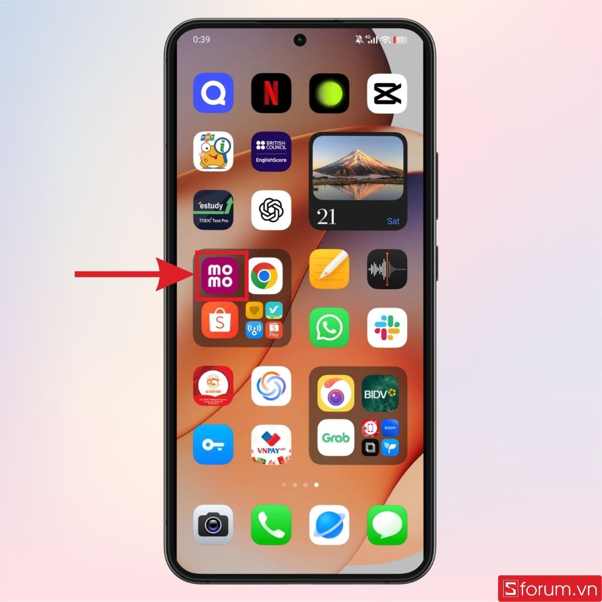 Truy cập vào ứng dụng Momo