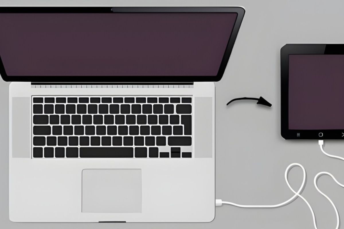 Bắt đầu kết nối iPad với máy tính bằng dây cáp USB