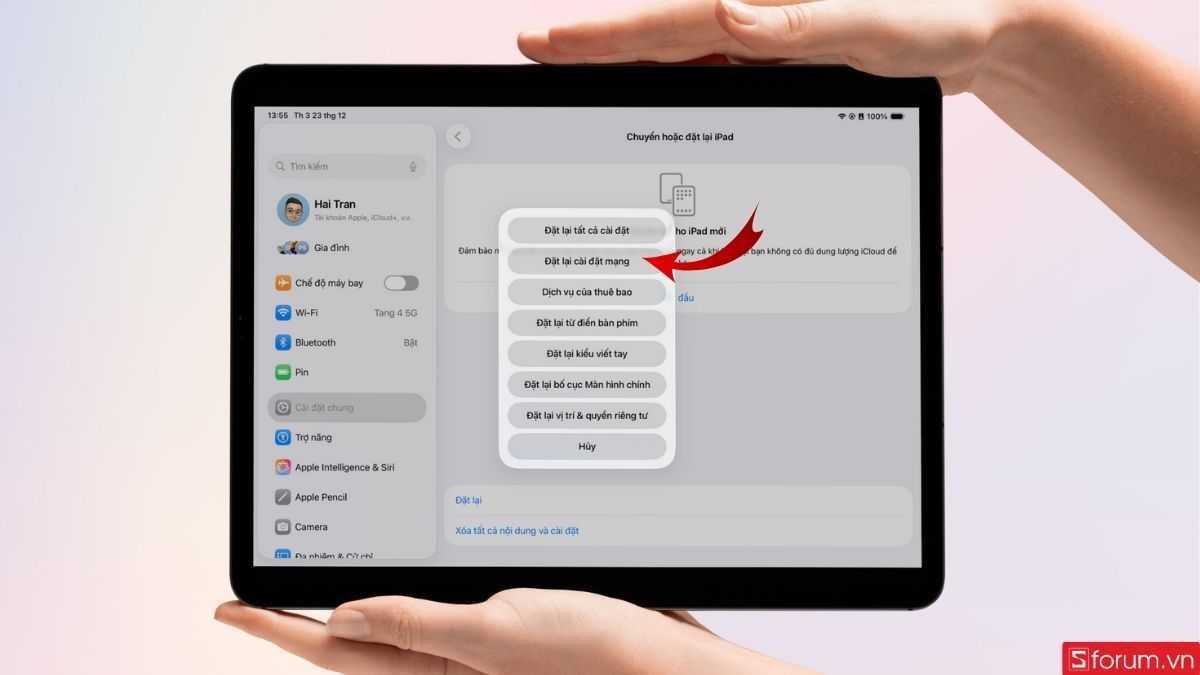 khắc phục iPad vào mạng chậm bằng đặt lại cài đặt mạng của ipad bước 5