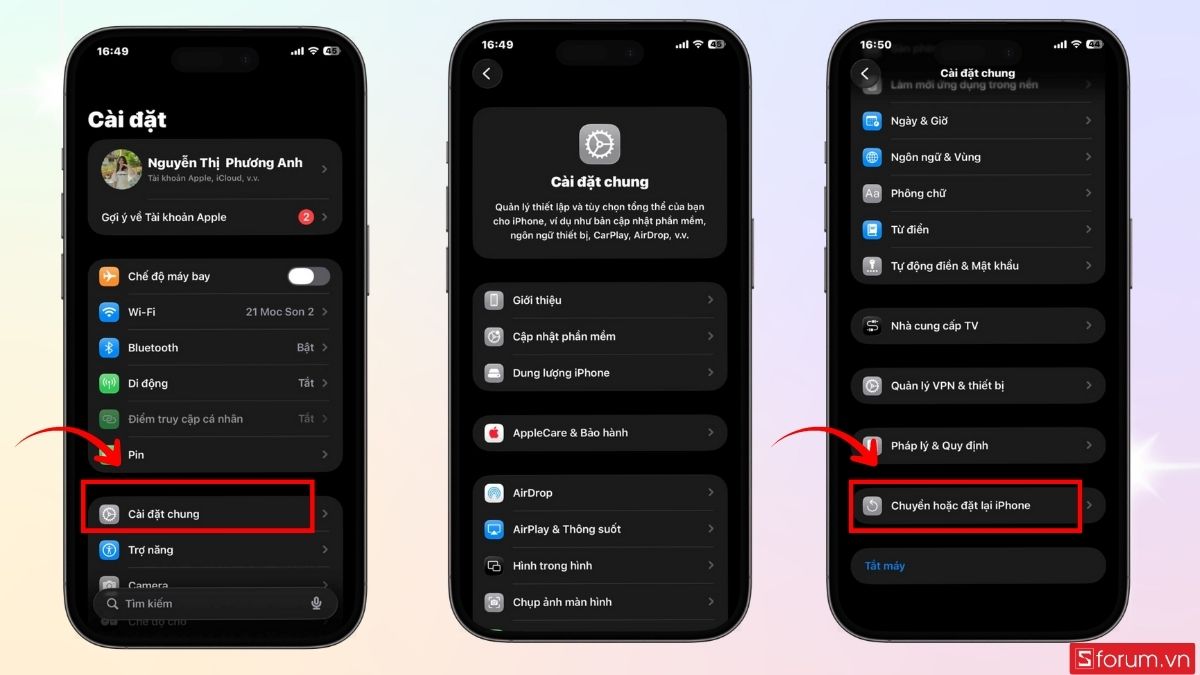 Khôi phục lại cài đặt iPhone