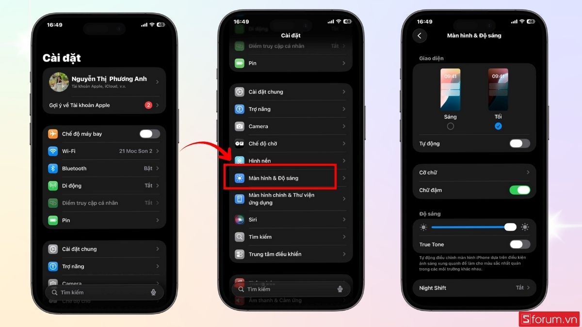 Kiểm tra các setting độ sáng của iPhone