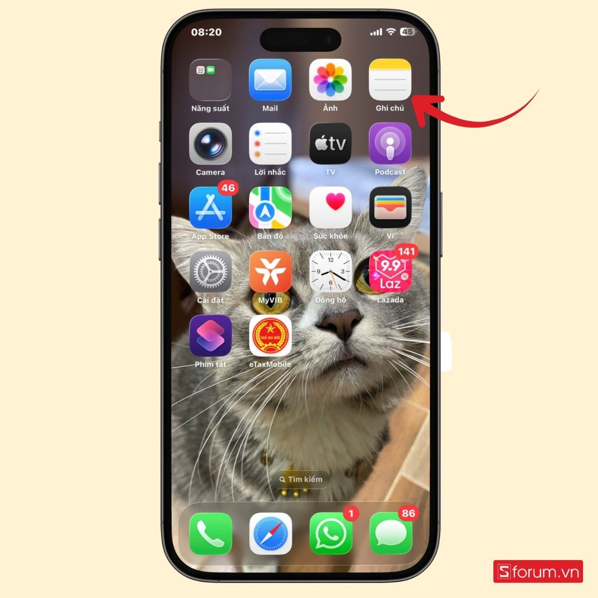 Vào mục Ghi chú trên giao diện chính của iPhone 17