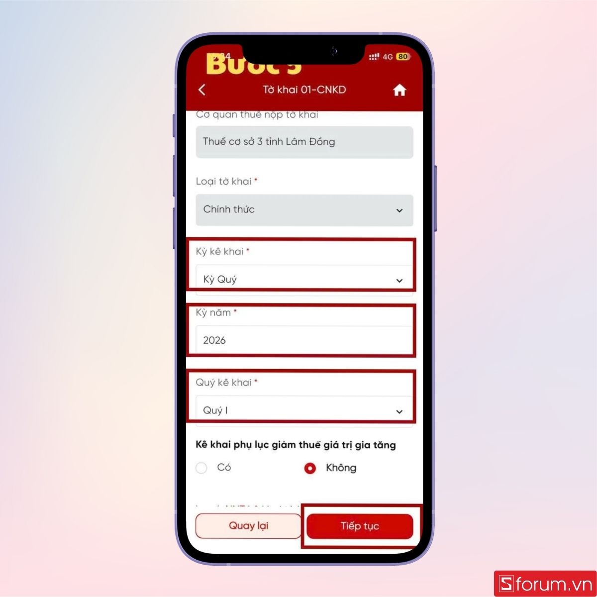 Kê khai thông tin chi tiết theo quý