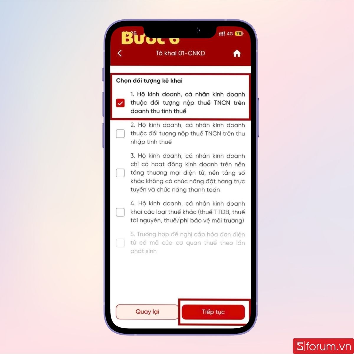 Chọn Hộ kinh doanh, cá nhân kinh doanh thuộc đối tượng nộp thuế TNCN trên doanh thu tính thuế