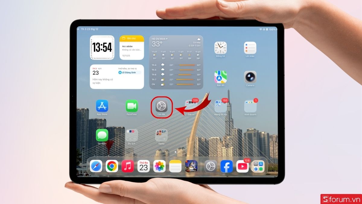 Vào phần Cài đặt trên giao diện chính