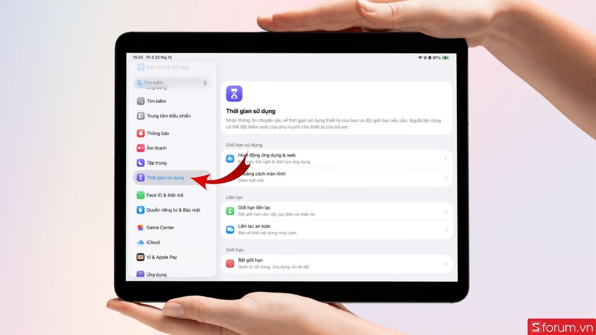 Nhấn vào mục Thời hạn sử dụng trong Cài đặt