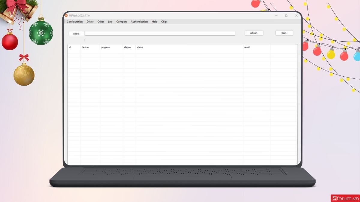 Giao diện hính của Mi Flash Tool