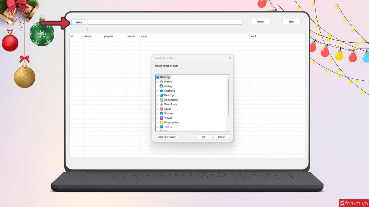 Nhấn chọn thư mục ROM đã tải trước đó