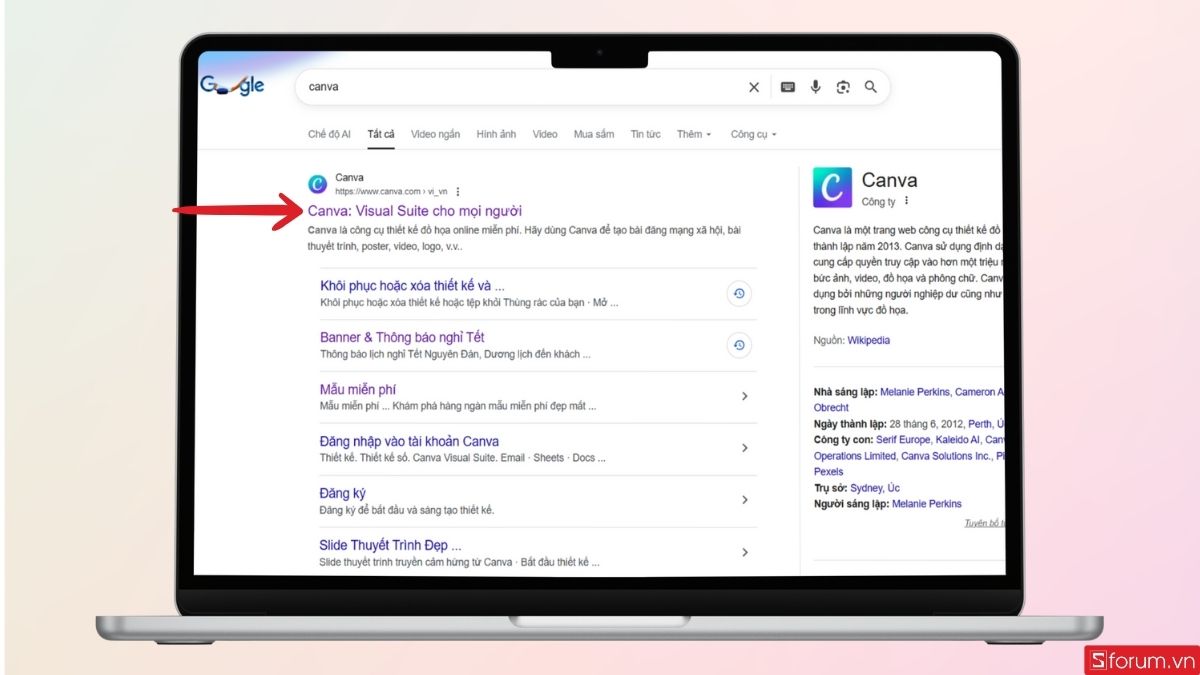 Truy cập trang web Canva trên máy tính