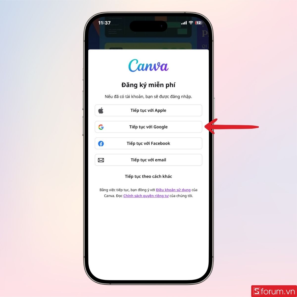 Đăng nhập tài khoản Canva