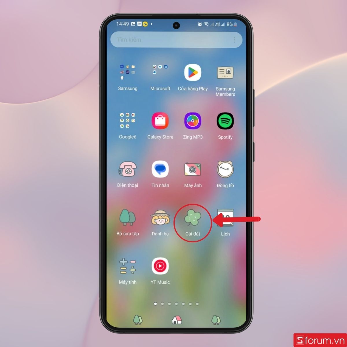 Truy cập vào mục Cài đặt trên giao diện chính