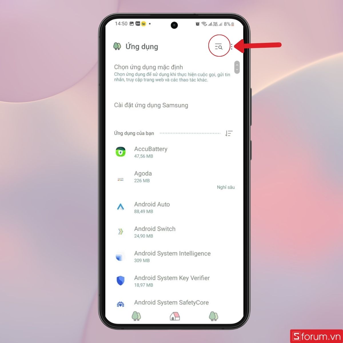 Tìm khu vực AR trong phần Ứng dụng
