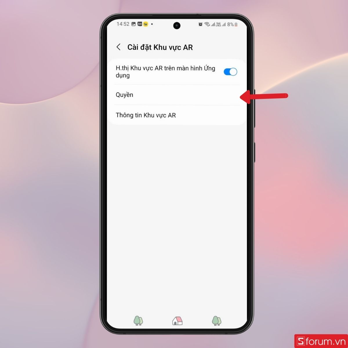 Tiếp tục nhấn Quyền