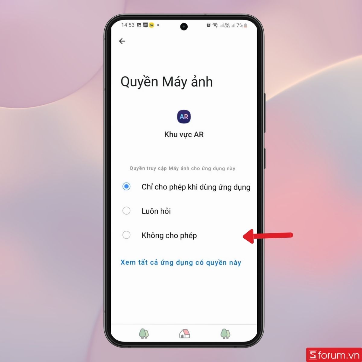 Tắt quyền truy cập máy ảnh cho AR