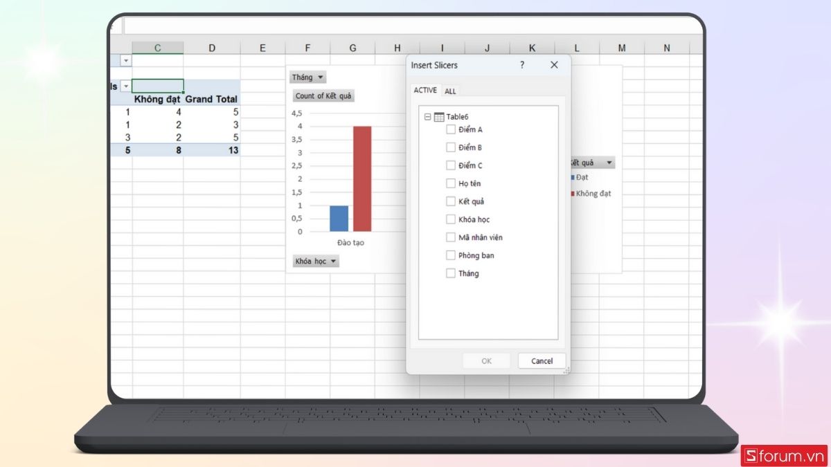 Hộp thoại Insert Slicers