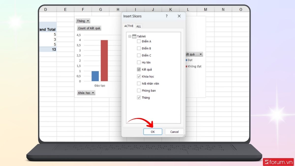 Nhấn OK để hoàn tất