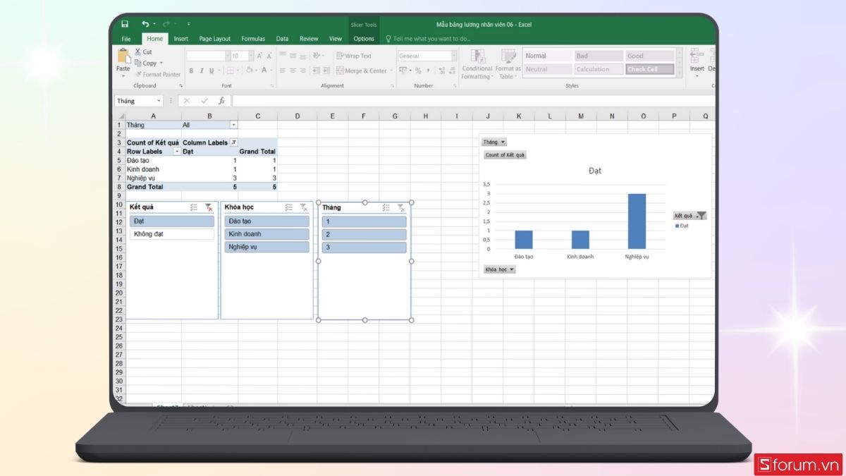 Hoàn tất biểu đồ tự động bằng Slicers