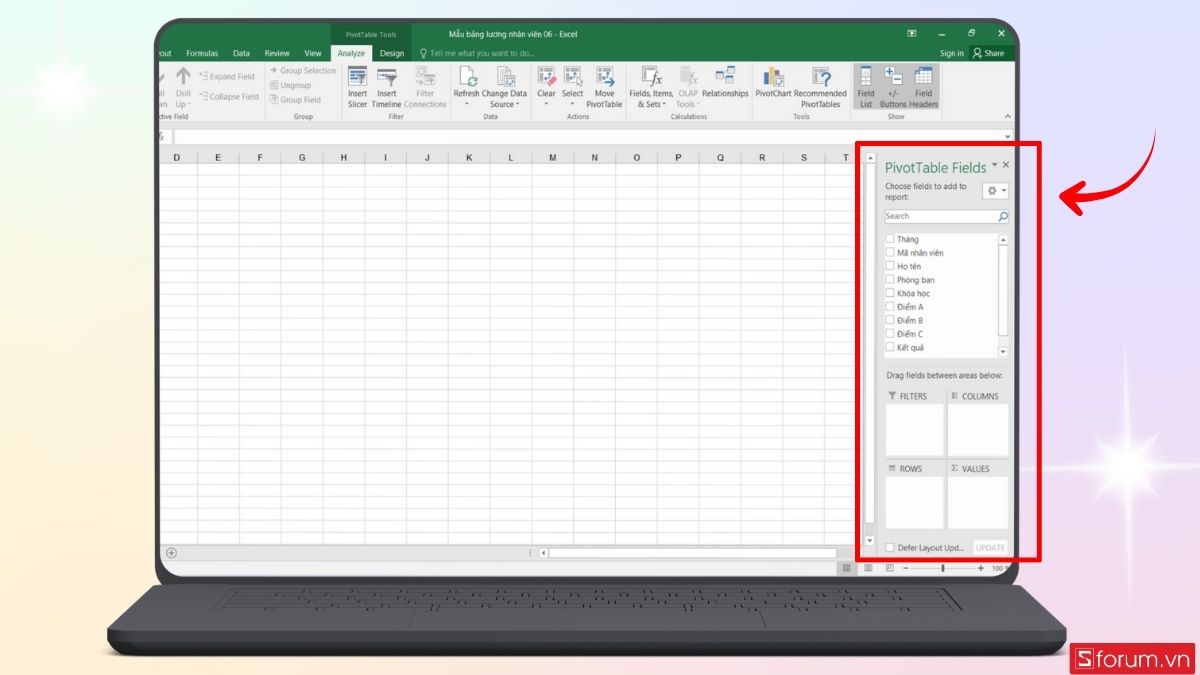 Sheet mới PivotTable