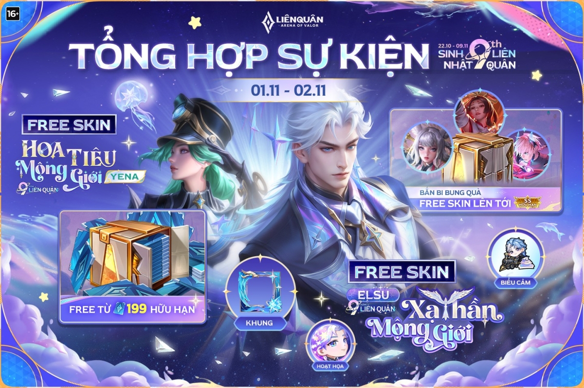Lịch trình ra mắt sự kiện và skin Liên Quân 9 tuổi