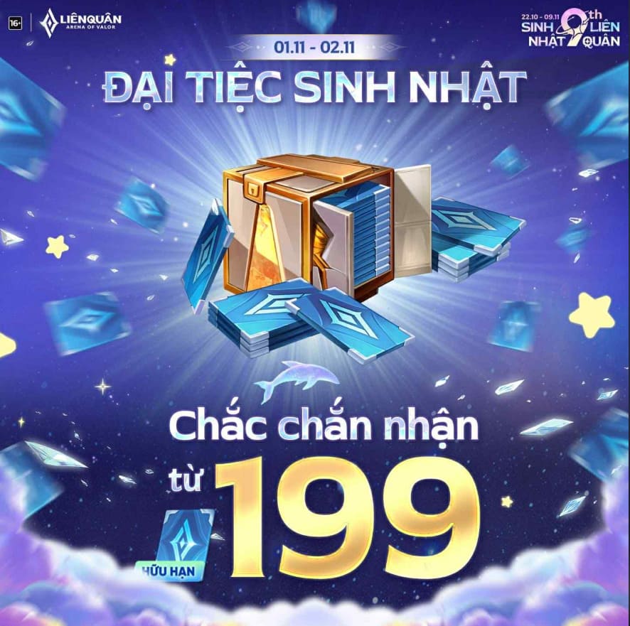 Người chơi sẽ nhận về ít nhất 199 Quân Huy