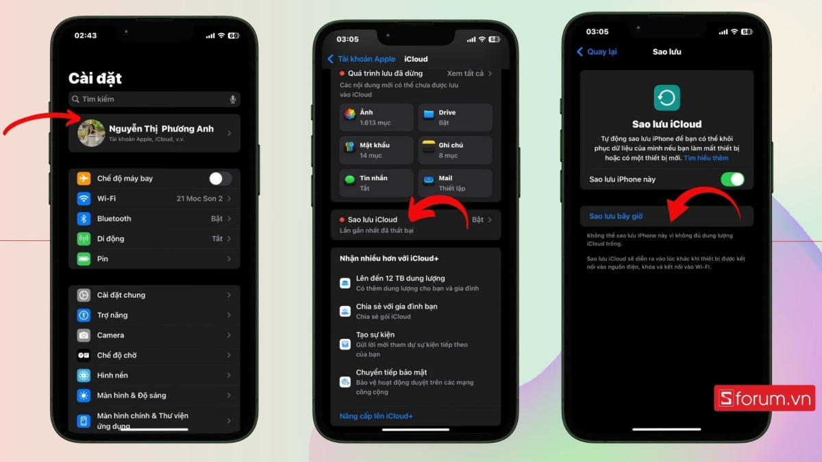 Tiến hành sao lưu iPhone