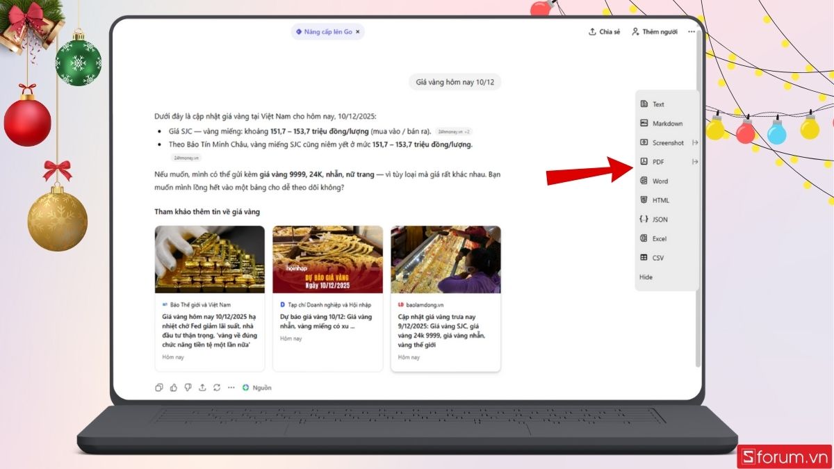Mở một đoạn chat bất kỳ vào chọn dạng file muốn xuất
