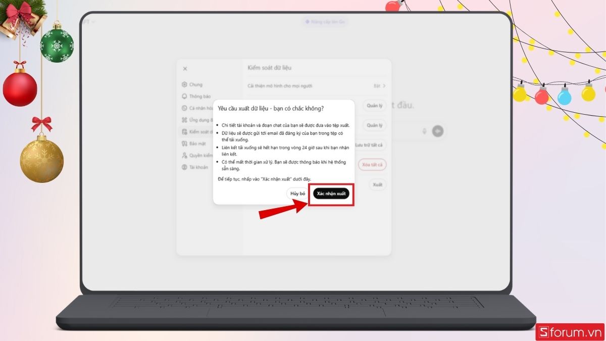 Xác nhận xuất dữ liệu